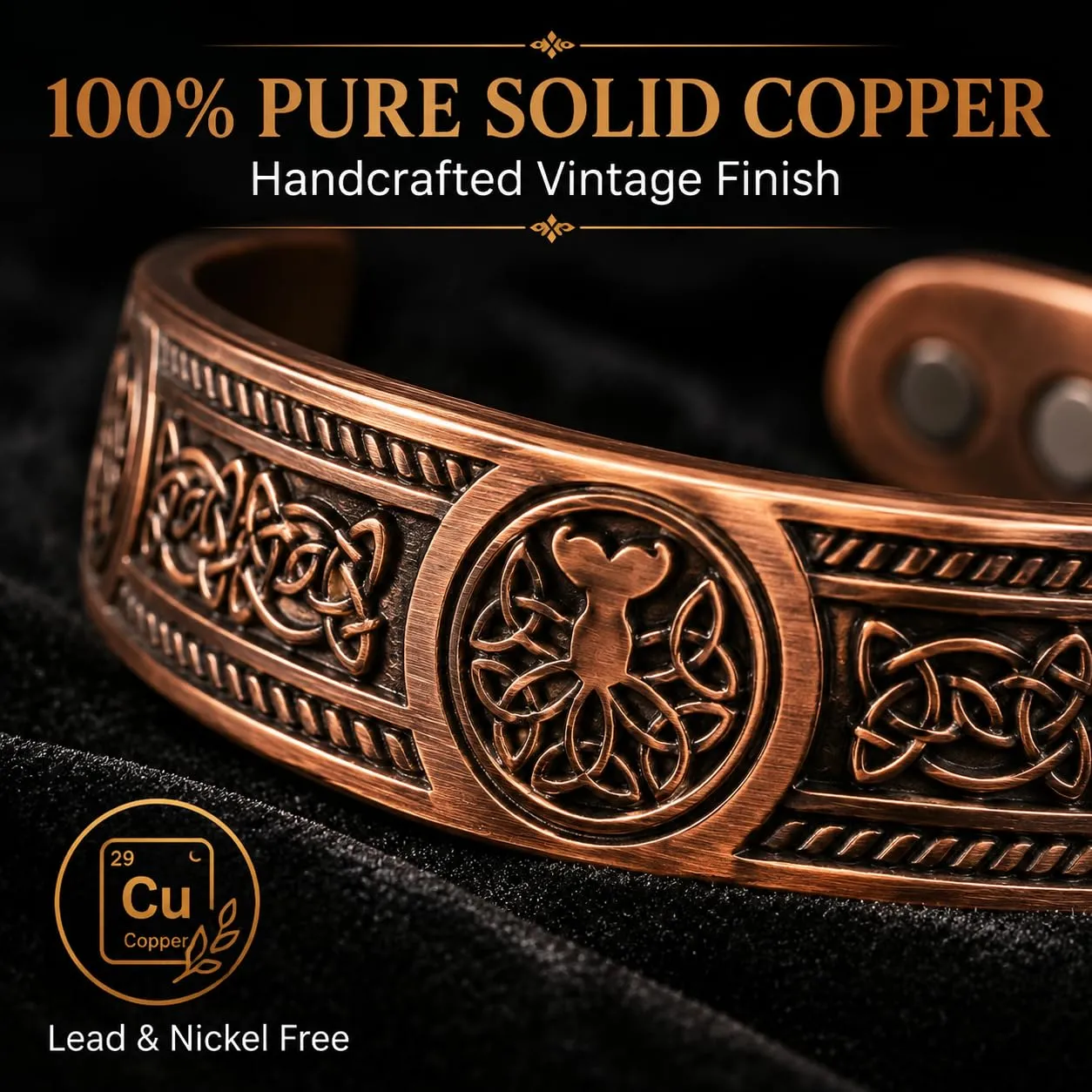CBMZHF Bracciale 100% in rame puro solido | Anello bracciale regolabile | bracciale in rame per uomo e donna | bracciale in rame puro | bracciale magnetico in rame | bracciale in rame | Regalo per - immagine 5
