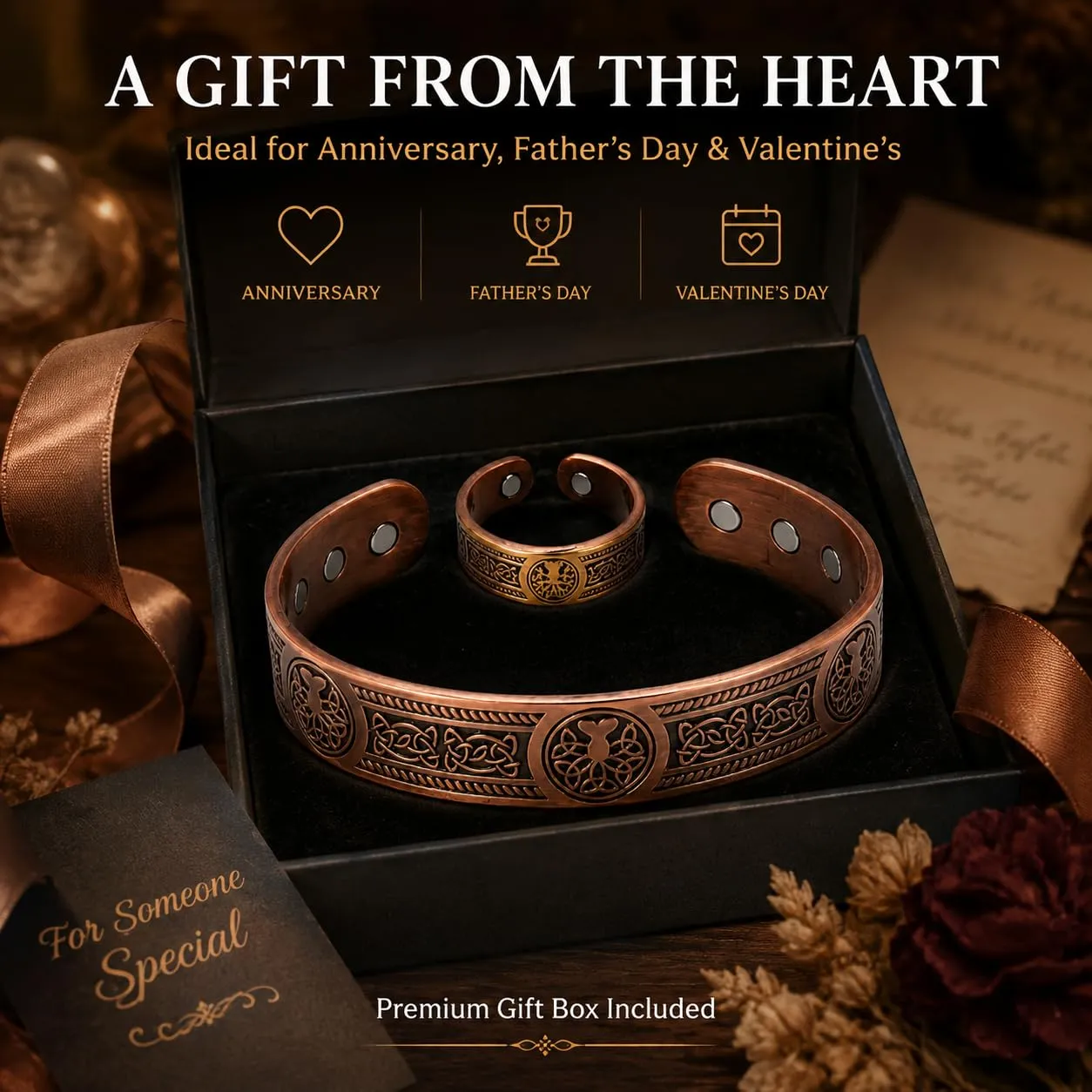 CBMZHF Bracciale 100% in rame puro solido | Anello bracciale regolabile | bracciale in rame per uomo e donna | bracciale in rame puro | bracciale magnetico in rame | bracciale in rame | Regalo per - immagine 7