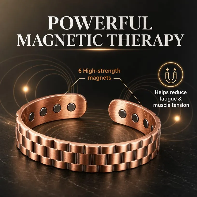 CBMZHF Braccialetto in puro rame massiccio al 100%, anello regolabile, bracciale in rame per uomini e donne, braccialetto in rame puro, braccialetto magnetico in rame, bracciale rigido in rame - immagine 3