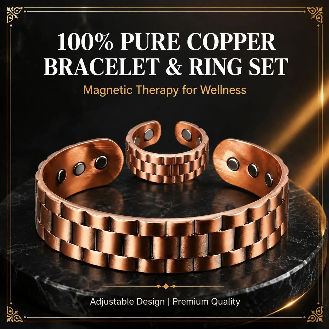 CBMZHF Braccialetto in puro rame massiccio al 100%, anello regolabile, bracciale in rame per uomini e donne, braccialetto in rame puro, braccialetto magnetico in rame, bracciale rigido in rame - immagine 5