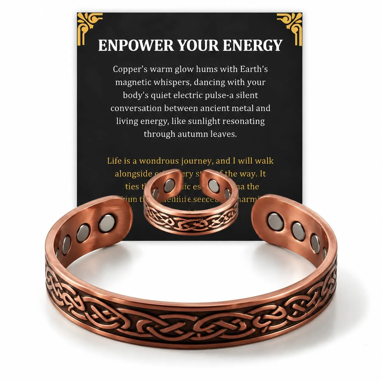 CBMZHF Braccialetto in puro rame massiccio al 100%, anello regolabile, bracciale in rame per uomini e donne, braccialetto magnetico in rame, braccialetto in rame, regalo per amante, padre - immagine 1