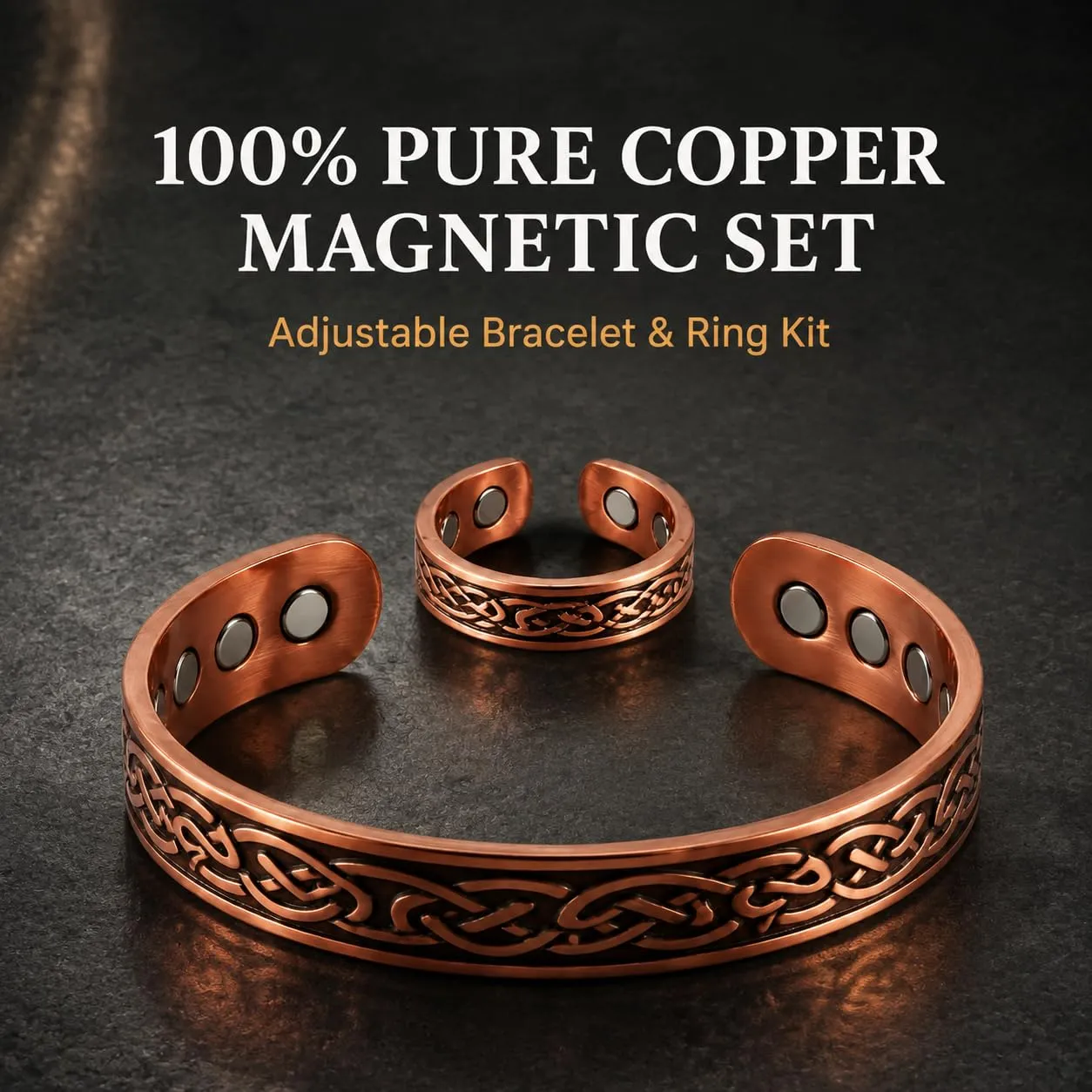 CBMZHF Braccialetto in puro rame massiccio al 100%, anello regolabile, bracciale in rame per uomini e donne, braccialetto magnetico in rame, braccialetto in rame, regalo per amante, padre - immagine 4