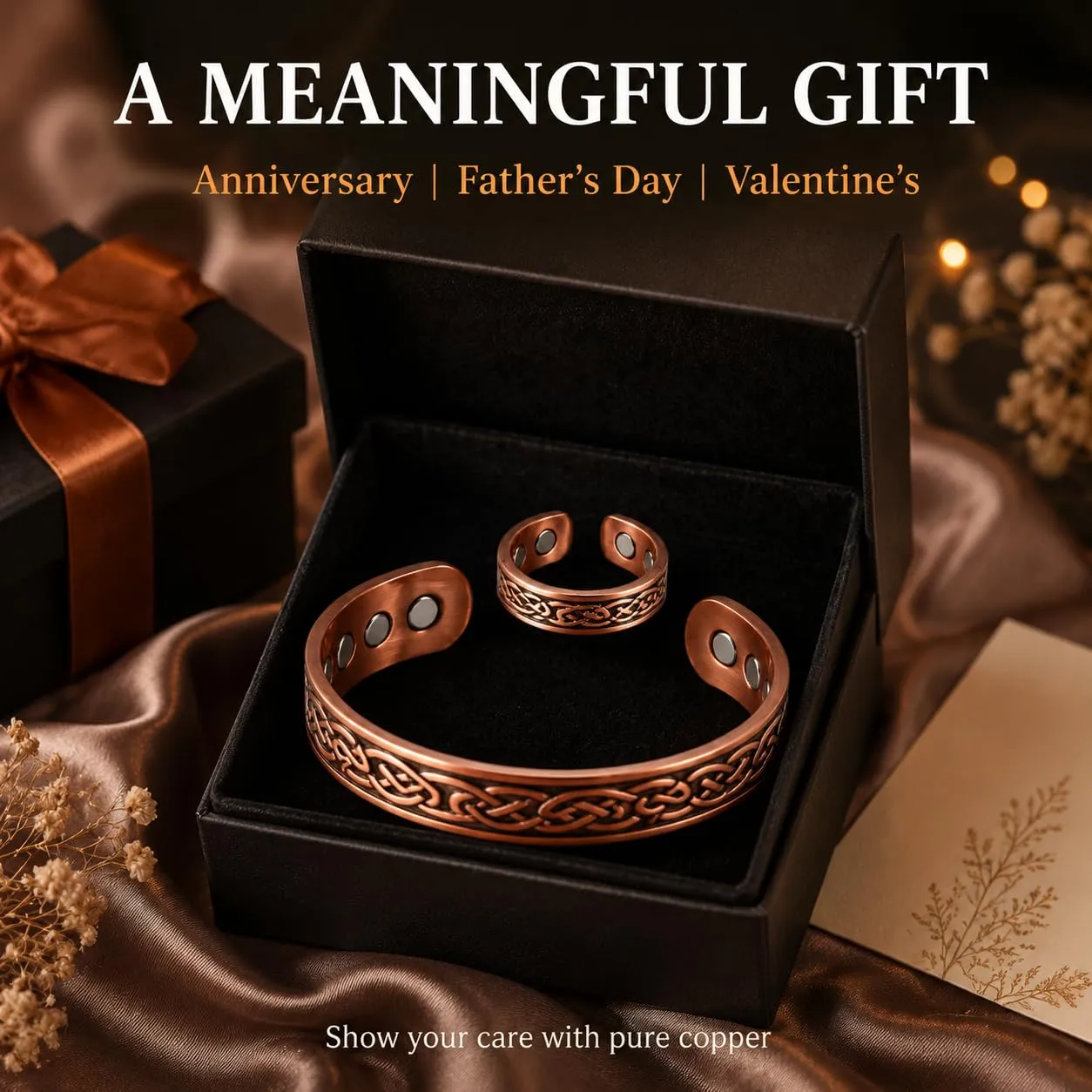 CBMZHF Braccialetto in puro rame massiccio al 100%, anello regolabile, bracciale in rame per uomini e donne, braccialetto magnetico in rame, braccialetto in rame, regalo per amante, padre - immagine 7