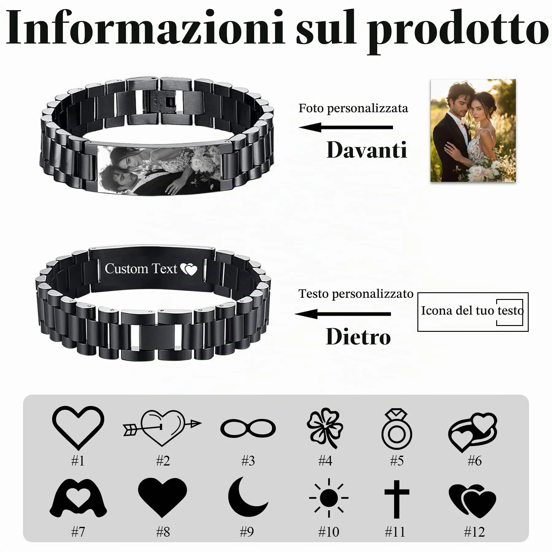 Personalizzato inciso occhi foto braccialetto per uomini - immagine 3