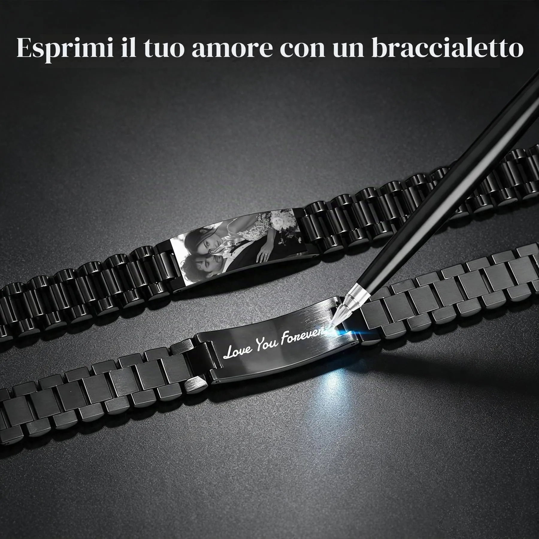 Personalizzato inciso occhi foto braccialetto per uomini - immagine 4