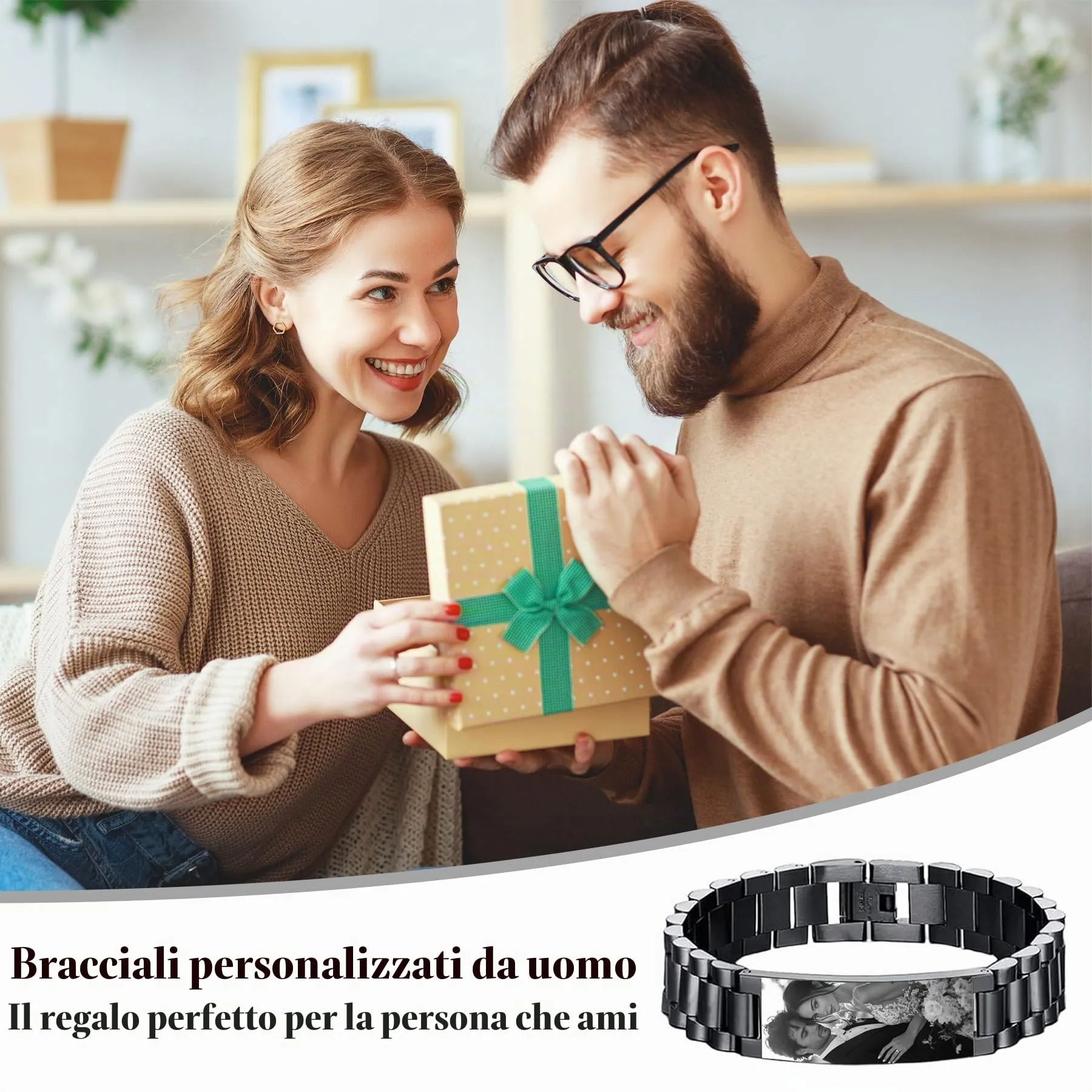 Personalizzato inciso occhi foto braccialetto per uomini - immagine 7
