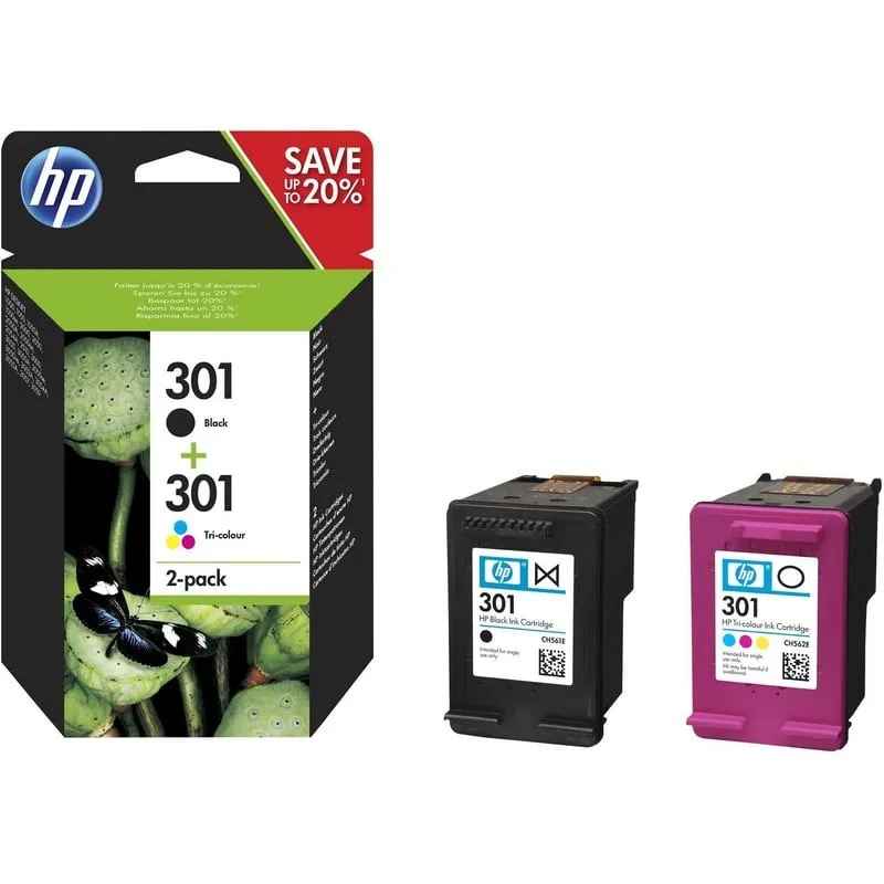 Cartuccia HP 301 Nero Tricolore Pack 2 Originale Inchiostro - immagine 1