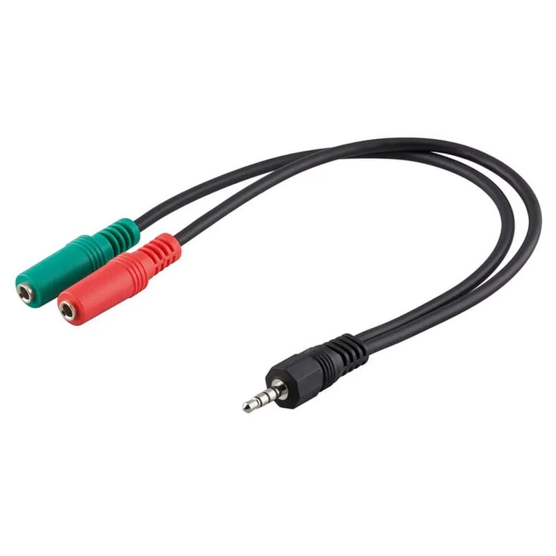 Cavo Jack Stereo 4 Pin 3,5" a 2 Jack 3,5 Femmina 30 cm - immagine 1