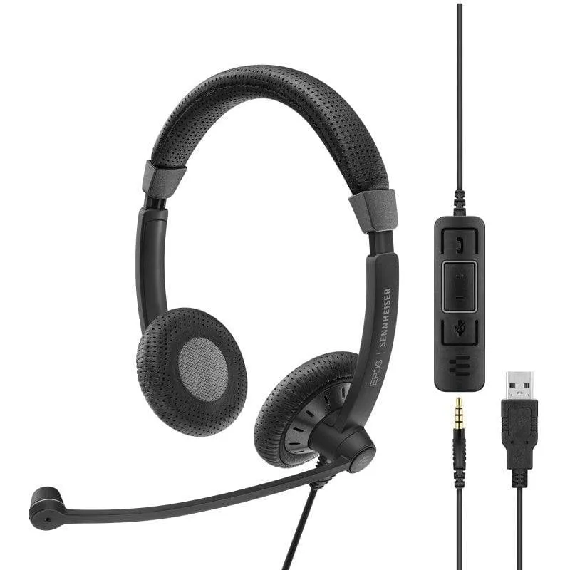 Auricolari Sennheiser Impact SC 75 con cavo USB-A e Jack 3,5mm, Binaurali, Riduzione Rumore, Nero - immagine 1