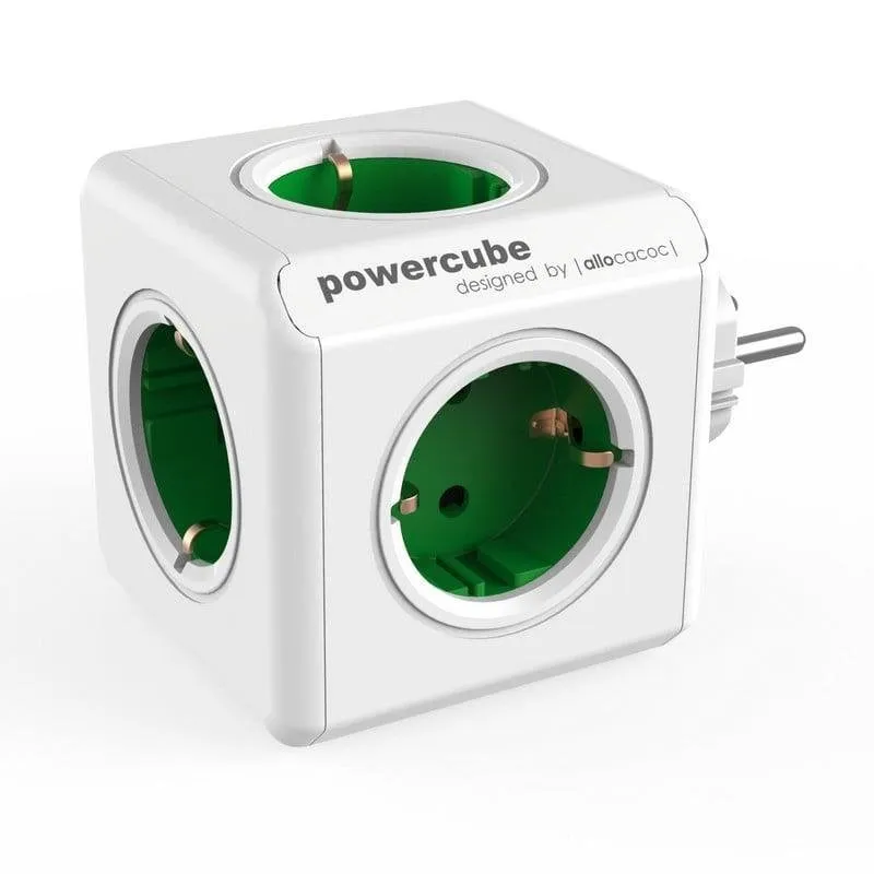 Multipresa PowerCube Original 5 prese design compatto protezione bimbi verde - immagine 1
