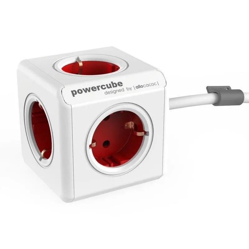 Multipresa PowerCube Extended 5 prese rosso cavo 1,5 m supporto fisso - immagine 1