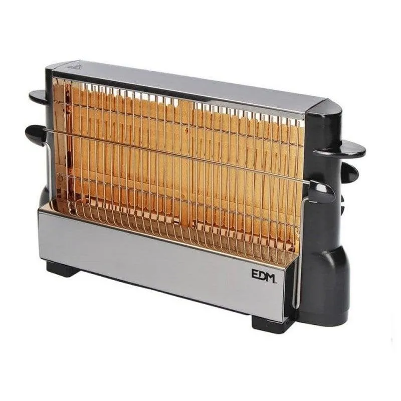Tostapane verticale EDM 4 fette 700 W acciaio inox nero e argento - immagine 1