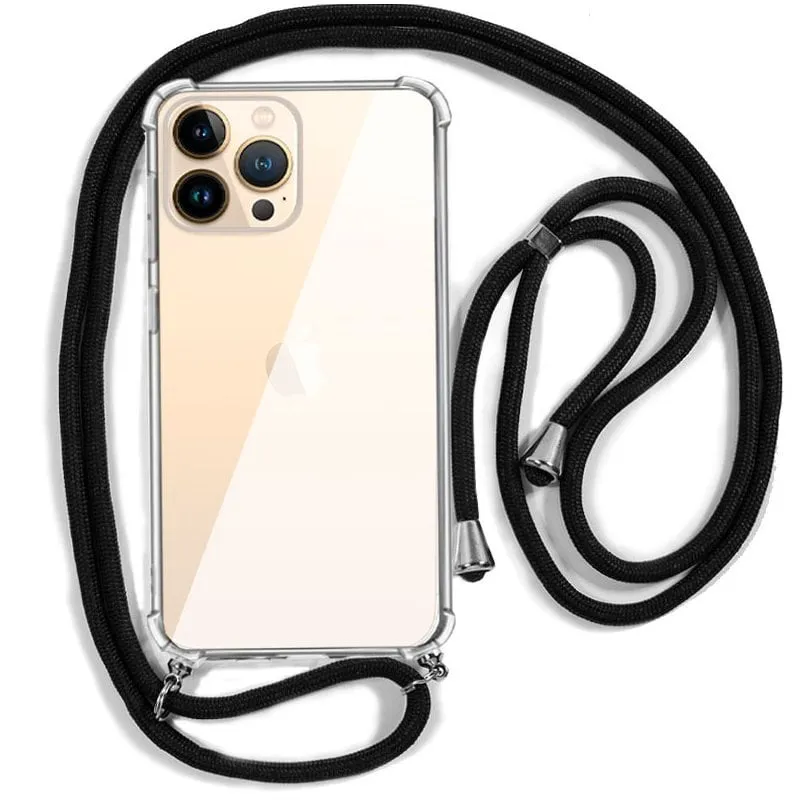 Fantastica custodia nera con cordino per iPhone 13 Pro Max - immagine 1