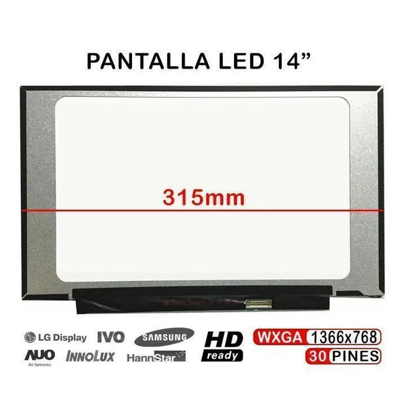 Schermo LED 14" WXGA 315mm per laptop B140XTN07.2 NT140WHM-N44 V8.0 - immagine 1