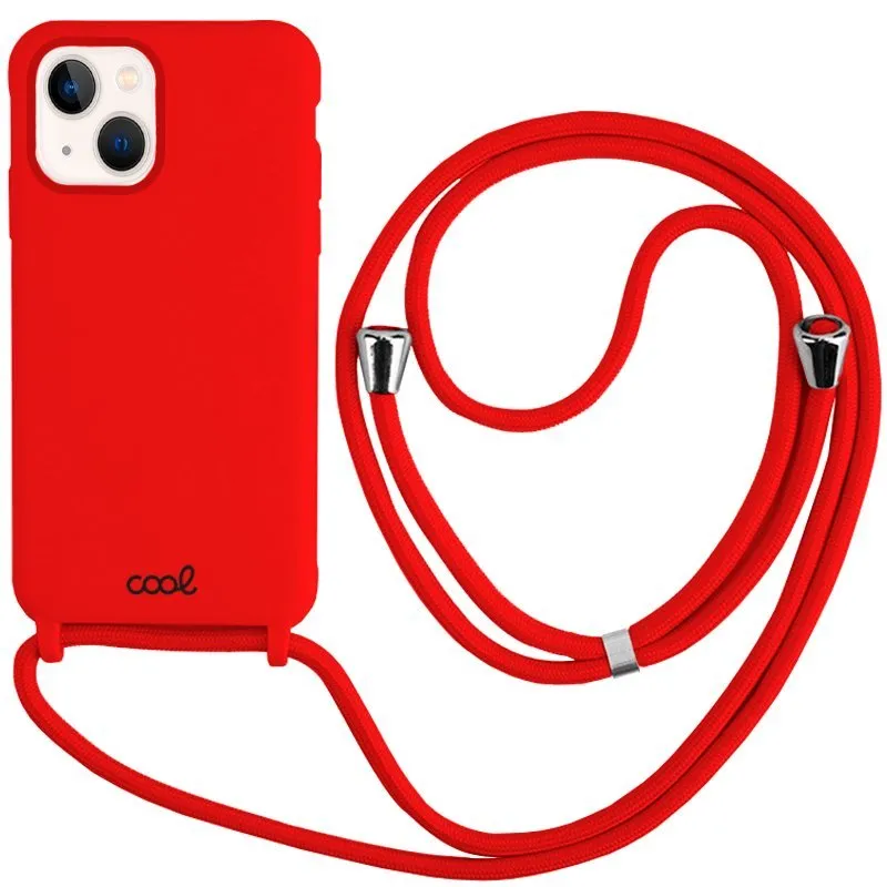 Custodia con cordoncino liscio rosso freddo per iPhone 13 Mini - immagine 1