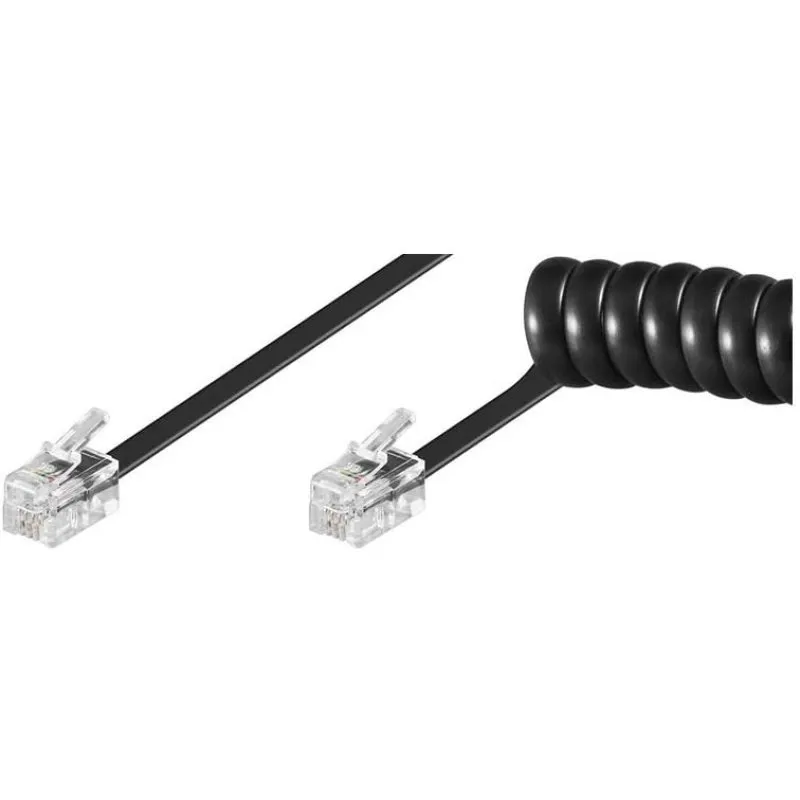 Cavo telefonico RJ10 Curly Patch Cord 2 m Nero - immagine 1