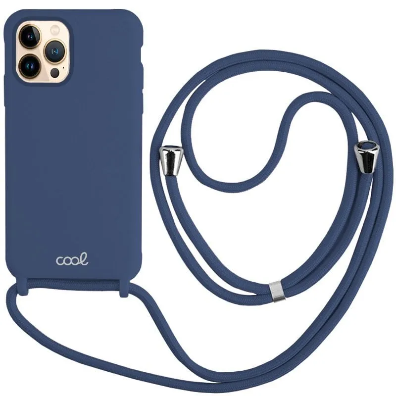 Fantastica custodia con cordoncino liscio blu scuro per iPhone 13 Pro Max - immagine 1