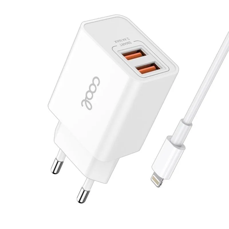 Cool Kit Caricatore di rete + cavo USB 2.0 a Lightning 1,2 m Bianco - immagine 1