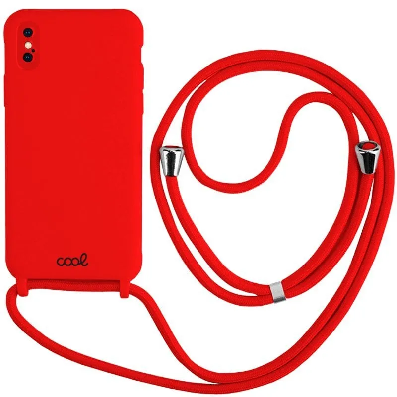 Custodia con cordoncino liscio rosso freddo per iPhone X/iPhone XS - immagine 1