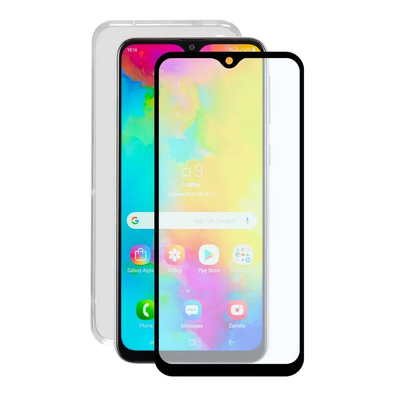 Contact Pack Custodia trasparente ultrasottile + protezione in vetro temperato per Samsung Galaxy M20 - immagine 1