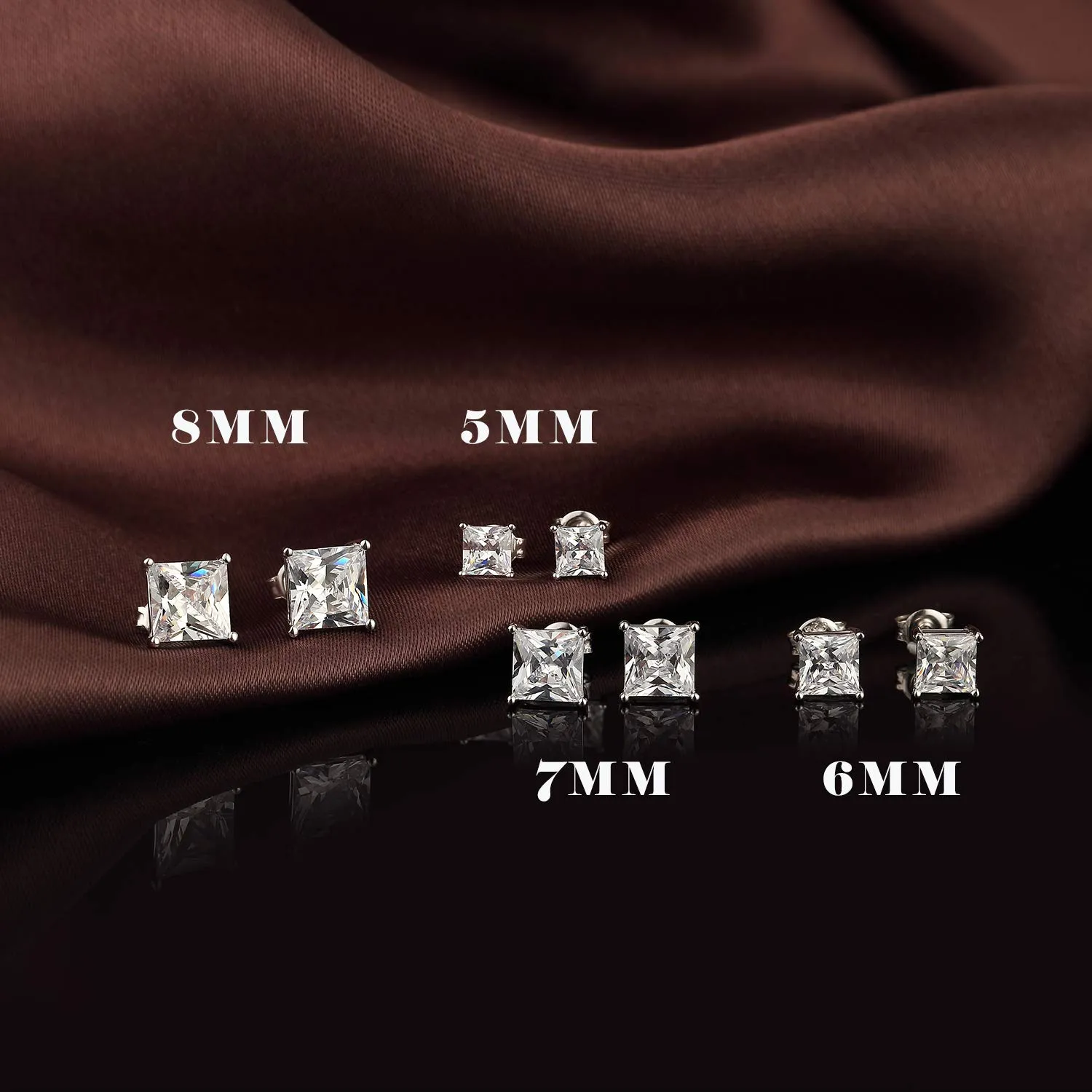 Orecchini Uomo Diamante Argento 925 Donna Brillanti Grande Zirconi Brillanti Diamante Orecchino Uomo 8mm - immagine 6