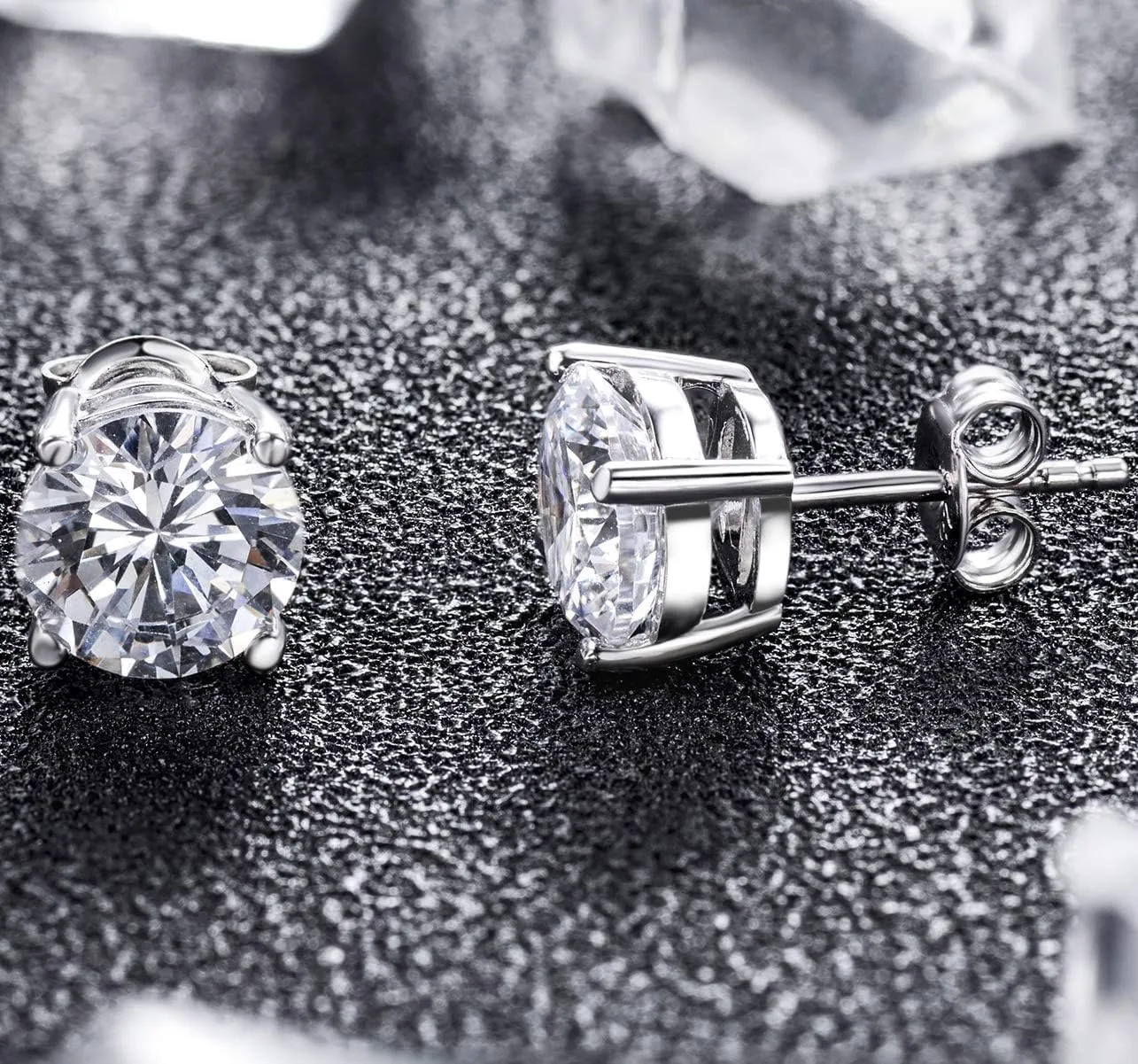 Orecchini Uomo Diamanti Zirconi Argento Diamante Orecchino Uomo Donna Con Zirconi Argento 18K Oro Placcata Orecchini Donna 4mm - immagine 3