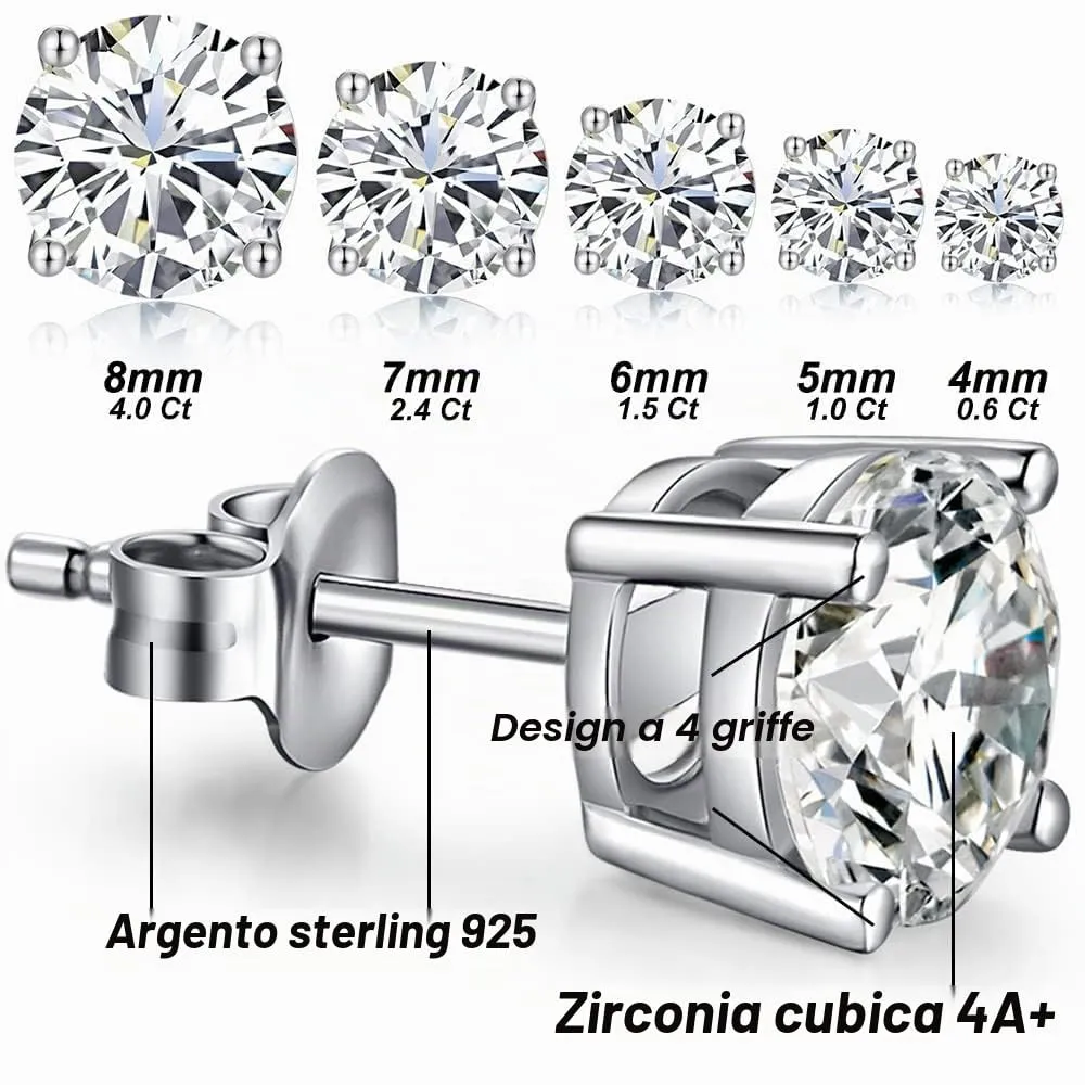 Orecchini Uomo Diamanti Zirconi Argento Diamante Orecchino Uomo Donna Con Zirconi Argento 18K Oro Placcata Orecchini Donna 4mm - immagine 6