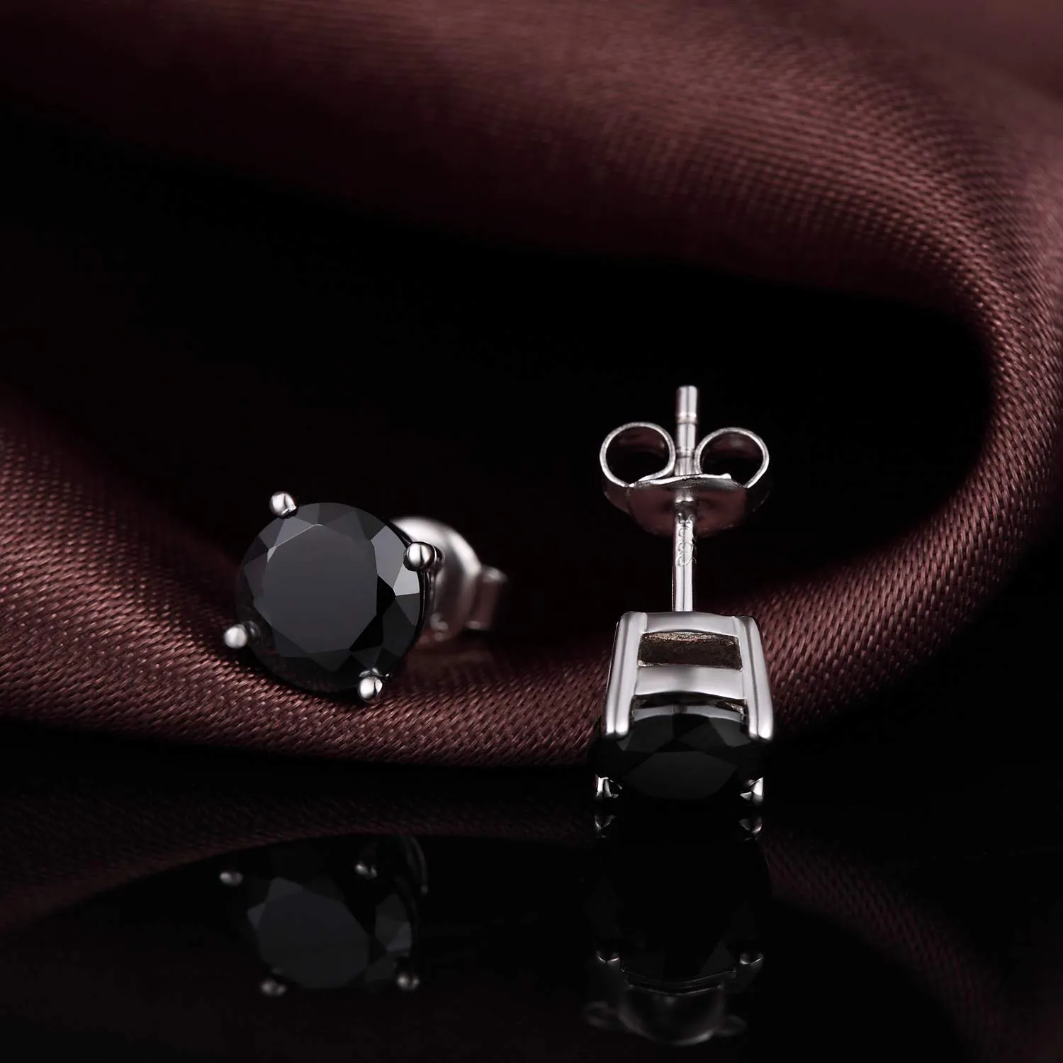 Orecchini Neri Uomo Donna Diamanti Zirconi Argento Diamante Orecchino Uomo Donna Con Zirconi Orecchini Nero Argento 18K Oro Placcata 5mm - immagine 4