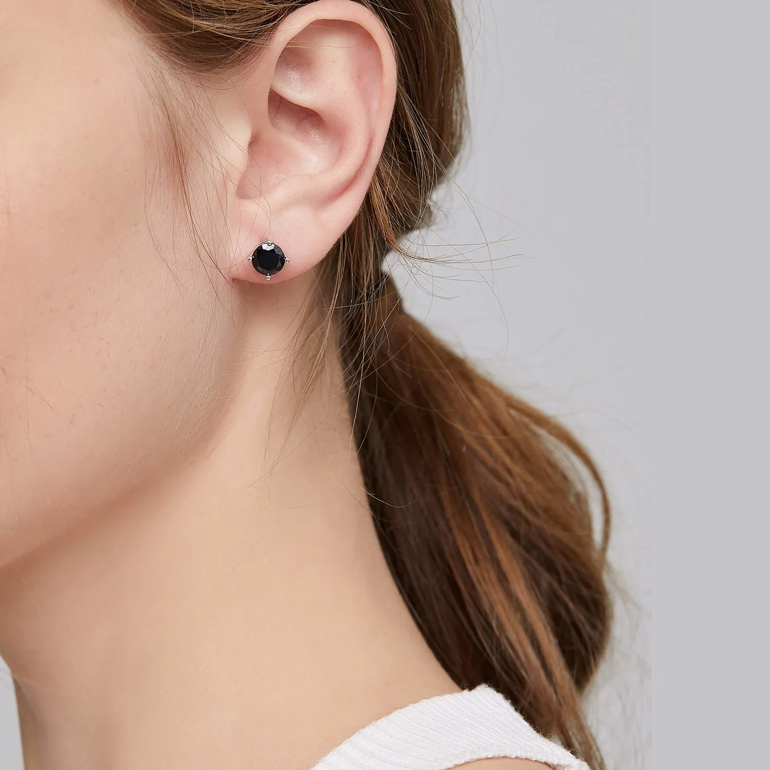 Orecchini Neri Uomo Donna Diamanti Zirconi Argento Diamante Orecchino Uomo Donna Con Zirconi Orecchini Nero Argento 18K Oro Placcata 6mm - immagine 6
