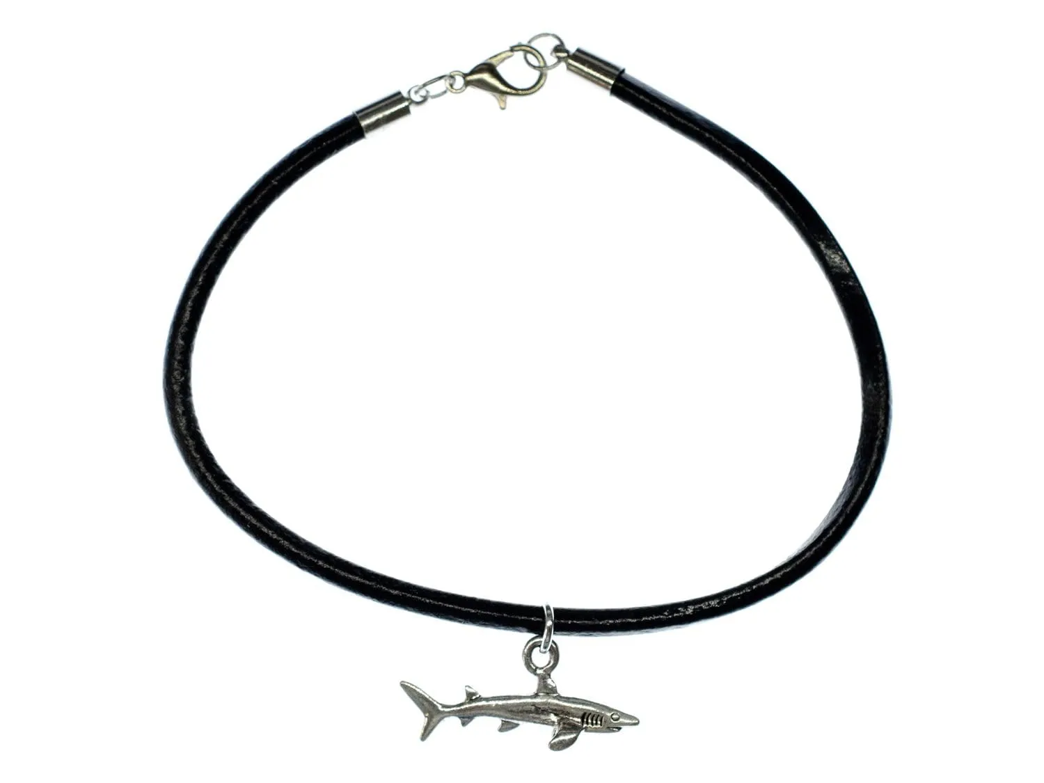 Miniblings Bracciale Squalo Nero Cinturino In Pelle Pesce Oceano Bianco - immagine 2
