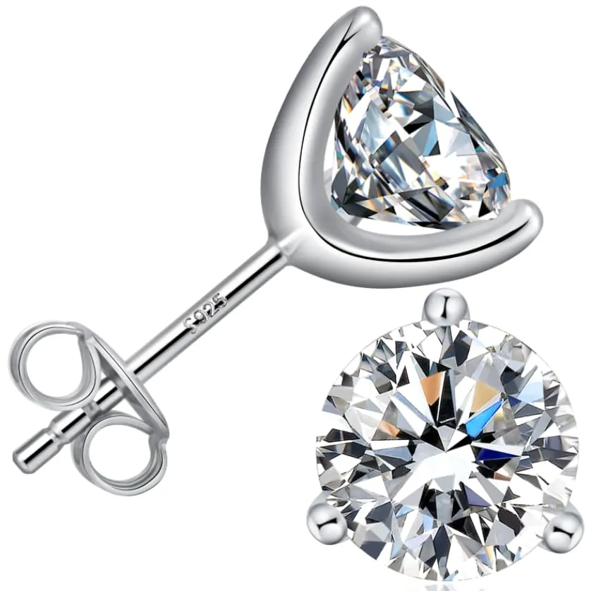 Orecchini Uomo Diamante Donna Orecchino Diamanti Anello Zirconi Argento Brillantino Orecchino Uomo Orecchini Bianco con Zirconi 7mm - immagine 1