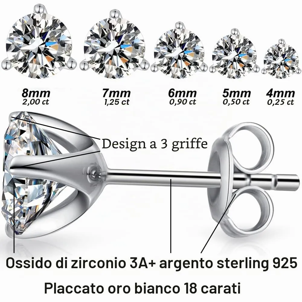 Orecchini Uomo Diamanti Zirconi Argento Diamante Orecchino Uomo Donna Con Zirconi Argento 18K Oro Placcata Orecchini Donna 4mm - immagine 7