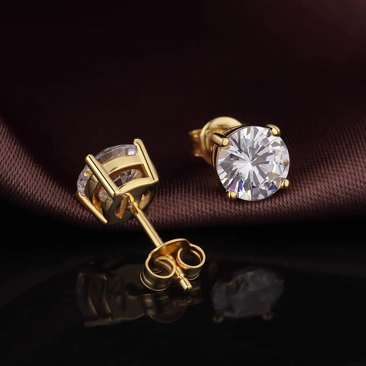 Orecchini Oro Uomo Donna Diamanti Argento 925 Grande Orecchini Uomo Diamanti Argento Bianco Diamante Zirconia Cubica - immagine 4
