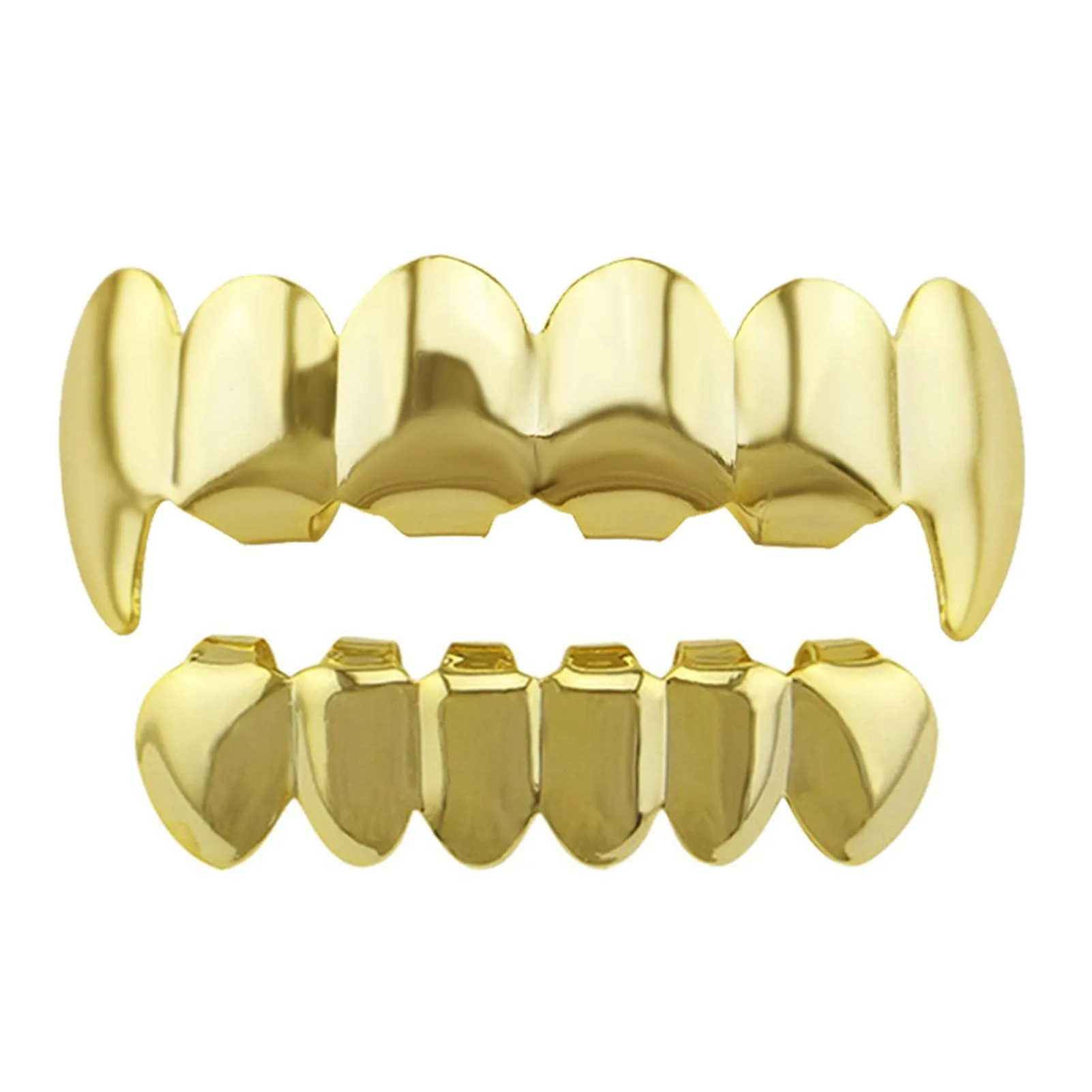 Gold Grills for Your Teeth, Hip Hop placcato oro 18 carati punte lucidate personalizzate per uomini e donne, accessori per costume da rapper Adawd - immagine 1