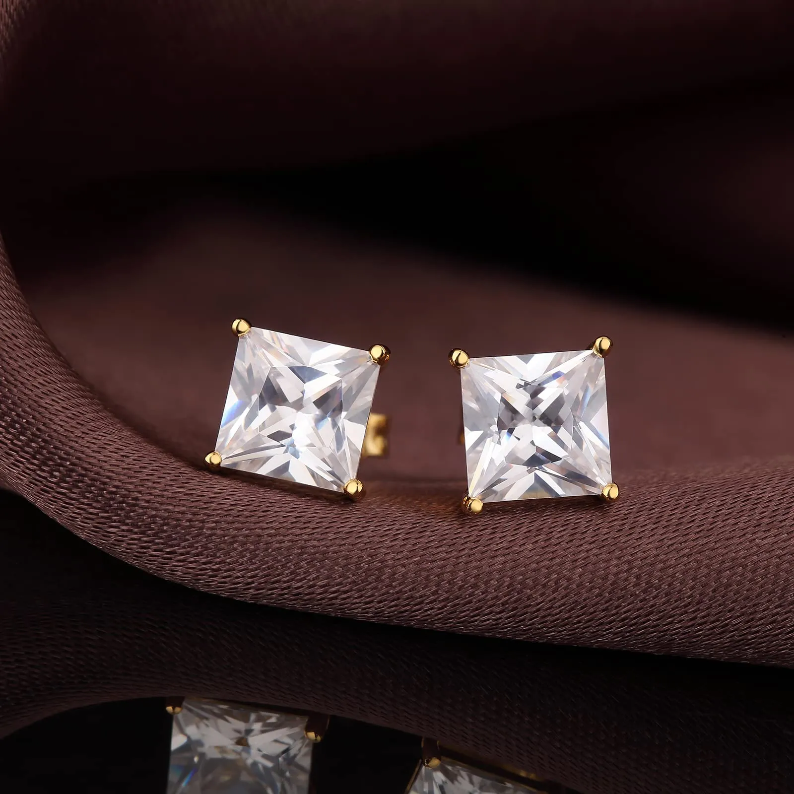 Orecchini Or Donna Uomo Diamante Argento 925 Quadrati Quadrato Diamanti Orecchini Zirconi Diamante Orecchino Uomo con Zirconi - immagine 4