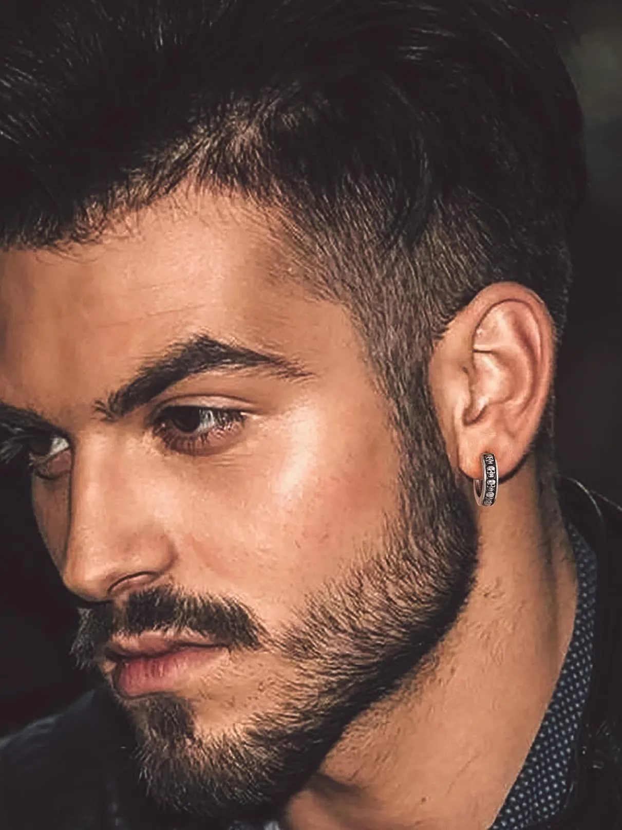 Bandmax Teschio Orecchini Pendenti Uomo Donna, Argento Orecchini Acciaio Chirurgico, 03 Stile Orecchini Anallergici a Cerchio, Orecchini Cerchio Infinito Gioielli Uomo di Moda per Punk Goth - immagine 2