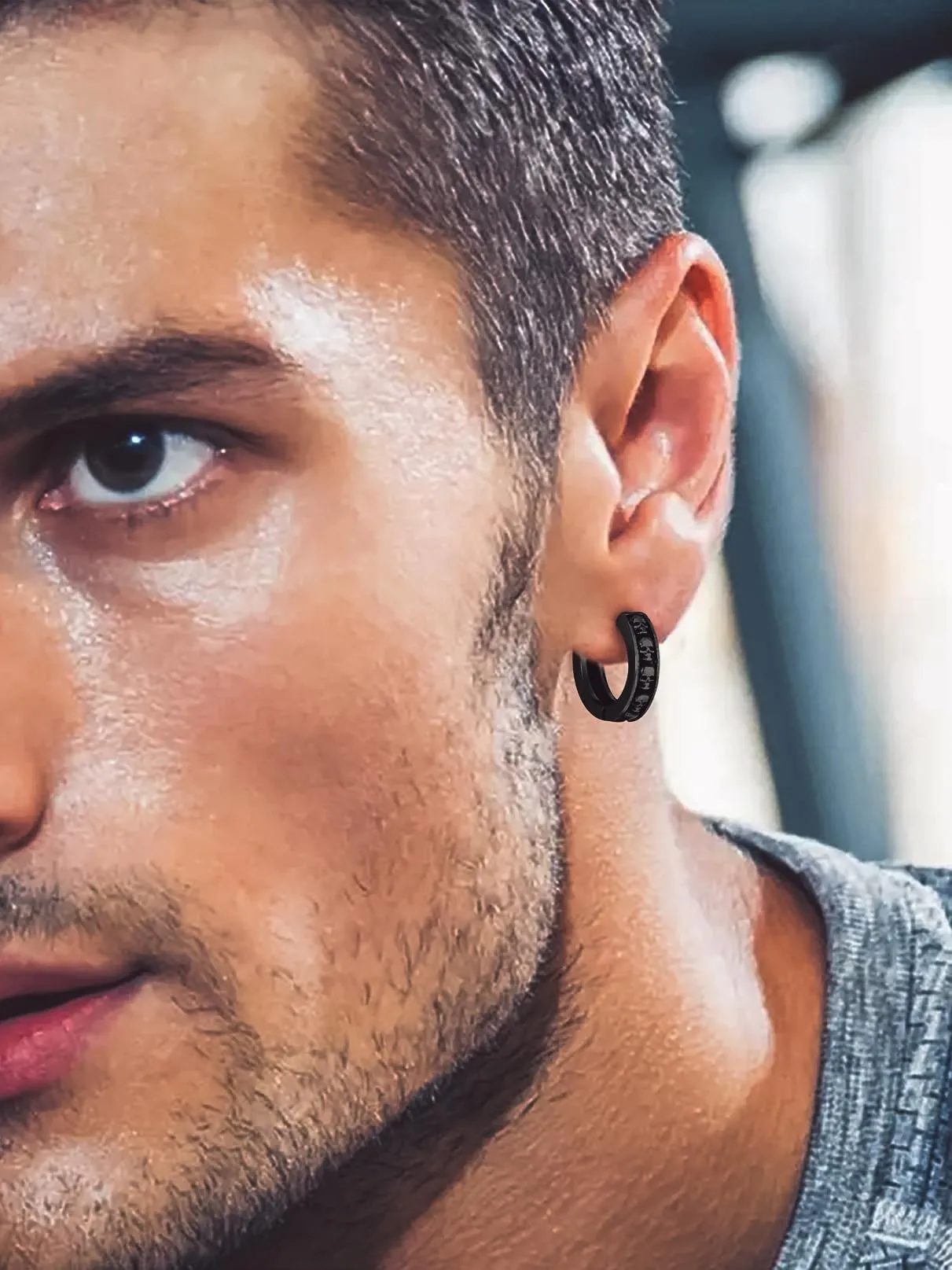 Bandmax Teschio Orecchini Pendenti Uomo Donna, Nero Orecchini Acciaio Chirurgico, 03 Stile Orecchini Anallergici a Cerchio, Orecchini Cerchio Infinito Gioielli Uomo di Moda per Punk Goth - immagine 3
