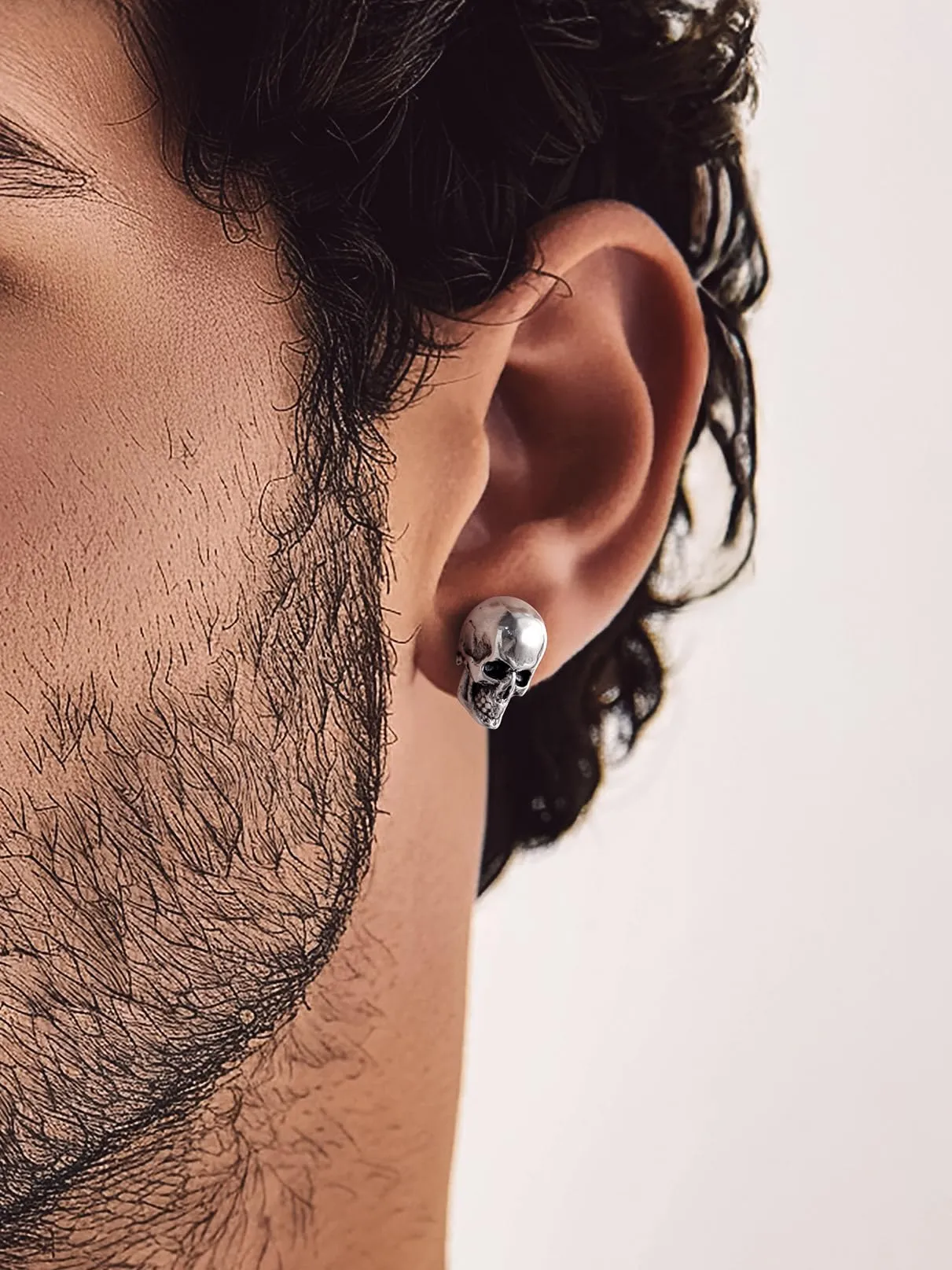 Bandmax Teschio Orecchini Pendenti Uomo Donna, Argento Orecchini Acciaio Chirurgico, 04 Stile Lucido Orecchini Anallergici, Gioielli Uomo di Moda per Punk Goth - immagine 2