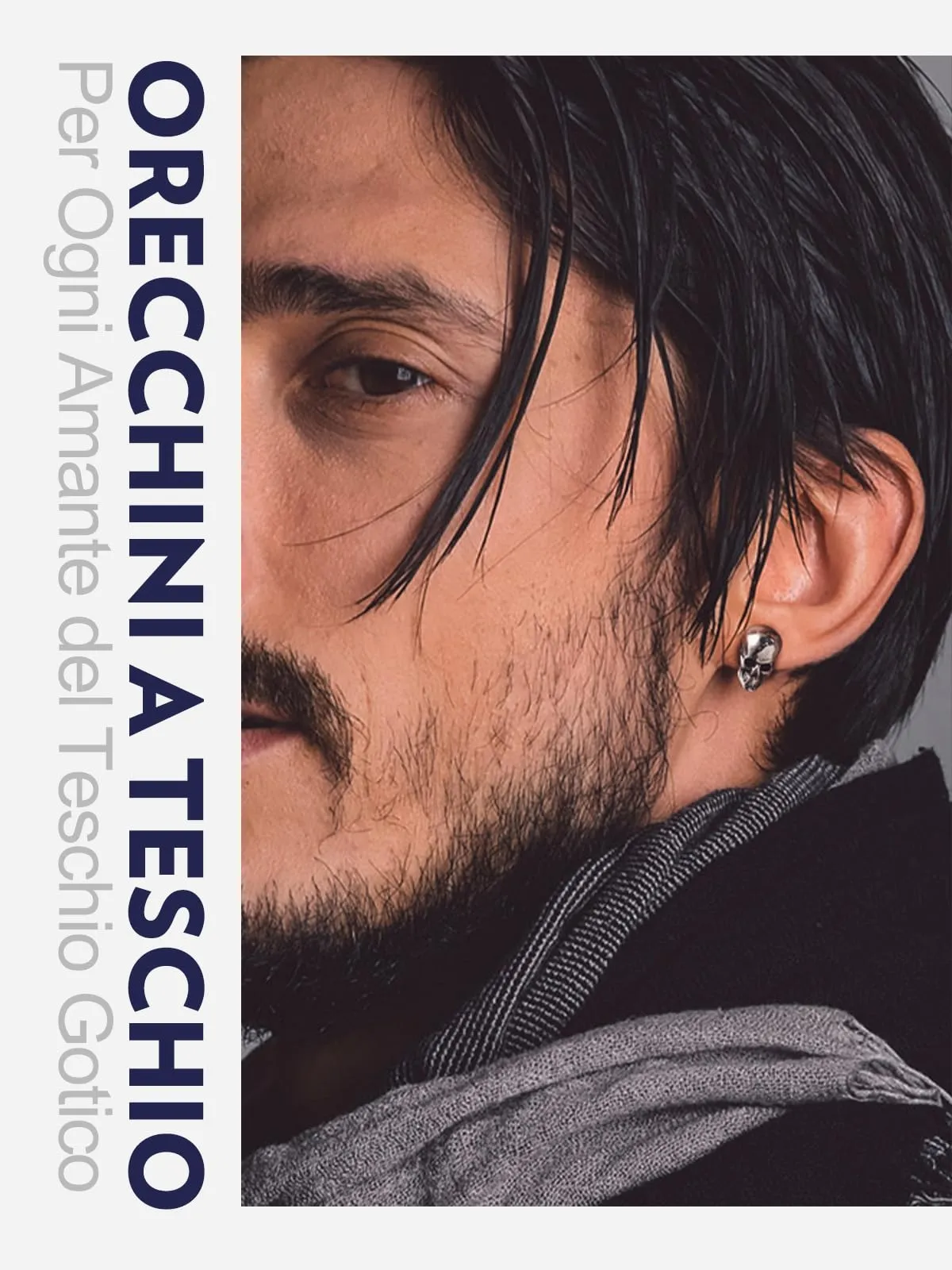 Bandmax Teschio Orecchini Pendenti Uomo Donna, Argento Orecchini Acciaio Chirurgico, 04 Stile Lucido Orecchini Anallergici, Gioielli Uomo di Moda per Punk Goth - immagine 5