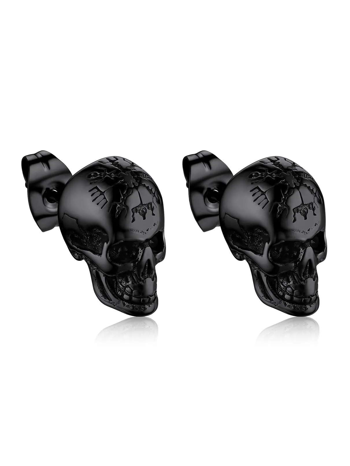 Bandmax Teschio Orecchini Pendenti Uomo Donna, Nero Orecchini Acciaio Chirurgico, 05 Stile Bussola Orecchini Anallergici, Gioielli Uomo di Moda per Punk Goth - immagine 1