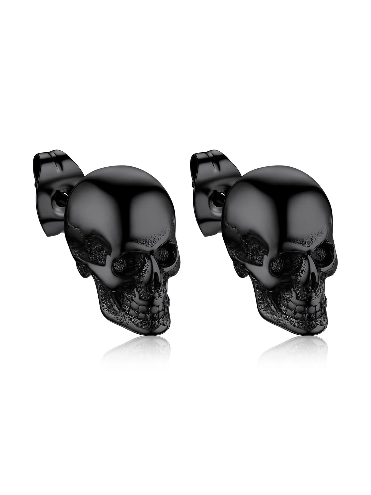 Bandmax Teschio Orecchini Pendenti Uomo Donna, Nero Orecchini Acciaio Chirurgico, 04 Stile Lucido Orecchini Anallergici, Gioielli Uomo di Moda per Punk Goth - immagine 1