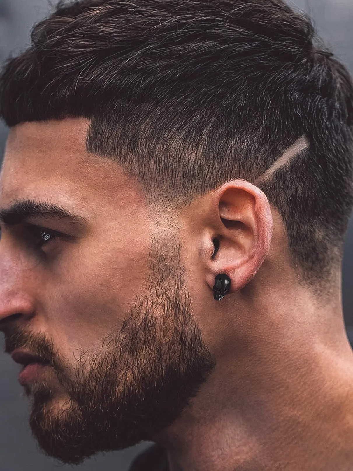 Bandmax Teschio Orecchini Pendenti Uomo Donna, Nero Orecchini Acciaio Chirurgico, 04 Stile Lucido Orecchini Anallergici, Gioielli Uomo di Moda per Punk Goth - immagine 2