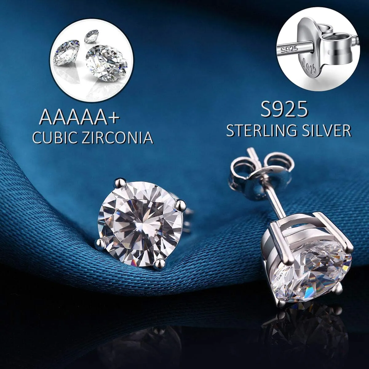 Orecchini Uomo Diamanti Argento 925 Donna Zirconi Diamante Orecchino Uomo Brillante Diamante Brillanti Orecchini 5mm - immagine 2