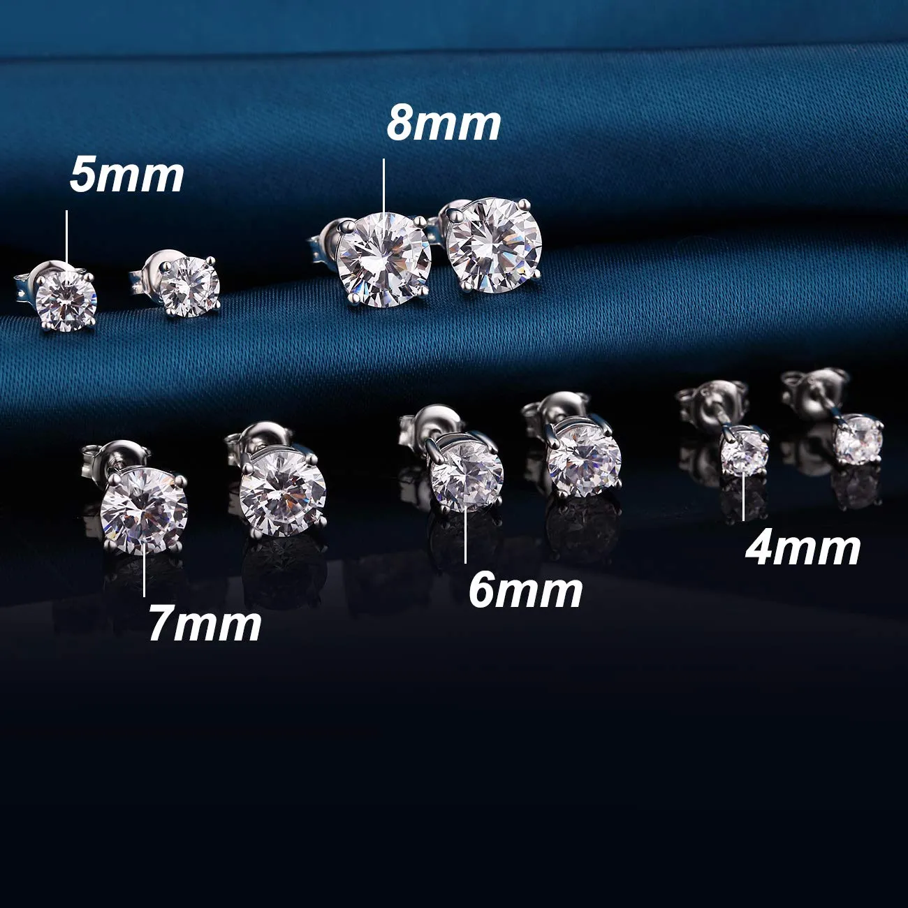 Orecchini Uomo Diamanti Argento 925 Donna Zirconi Diamante Orecchino Uomo Brillante Diamante Brillanti Orecchini 8mm - immagine 3