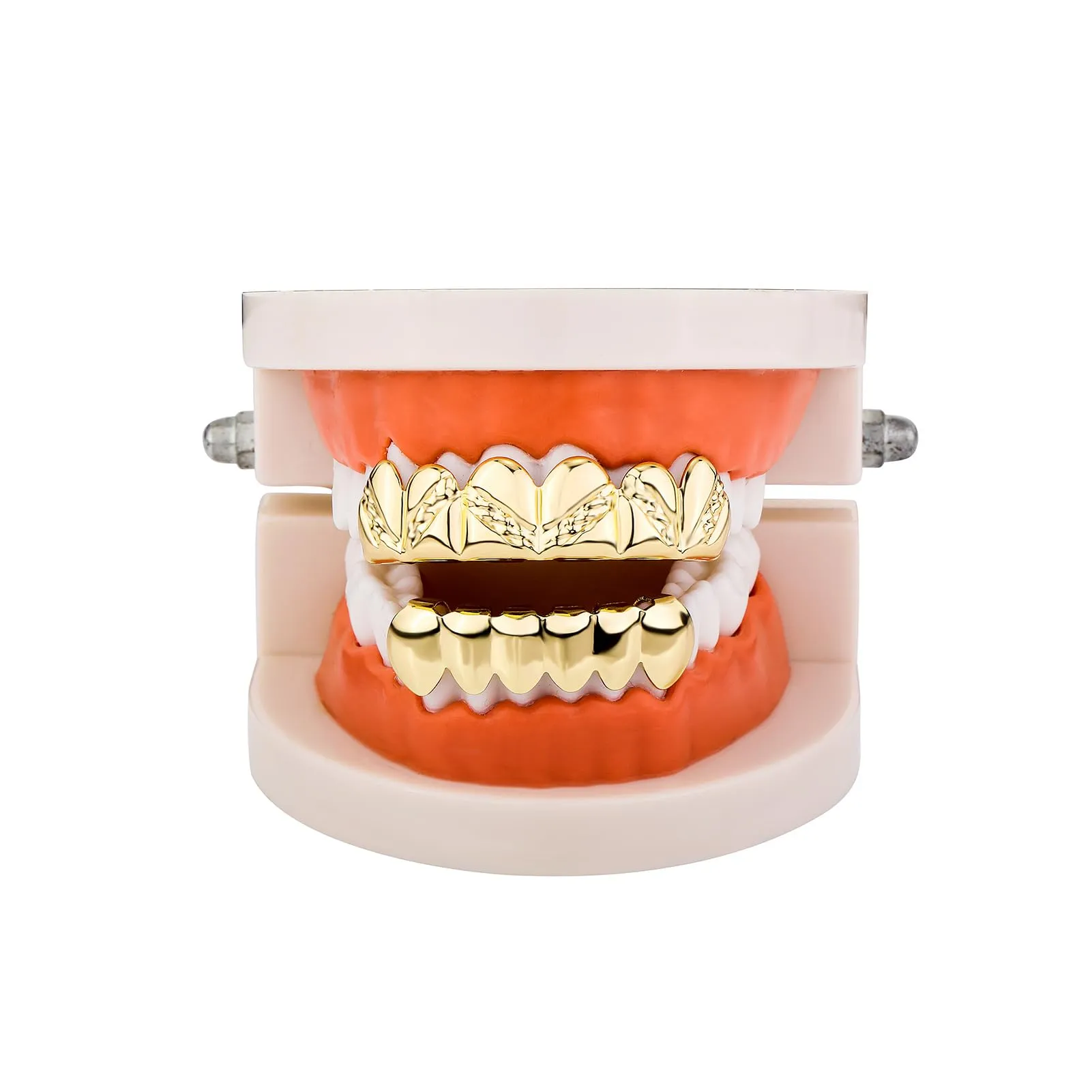 OYOGAA Griglie dentali da uomo Hip Hop da uomo per i tuoi denti, placcate in oro 18 carati, 6 tappi per denti, set per uomini e donne, accessori per costume da rapper, gioielli con barre di stampaggio - immagine 4