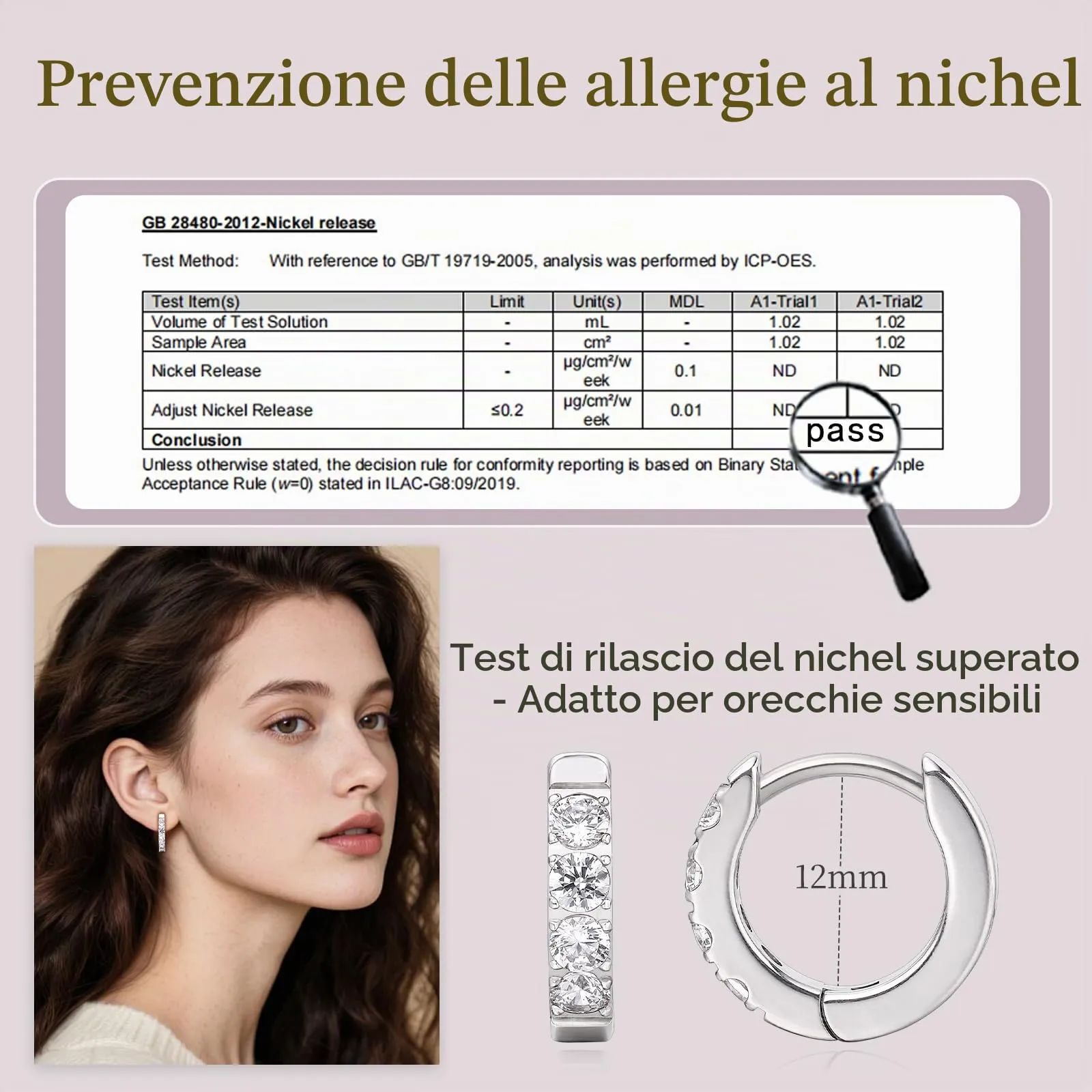 limerencia G23 Orecchini a Cerchio Anallergici per Orecchie Sensibili,Huggie Hoop Orecchini in Titanio 8 mm/10 mm/12 mm,Orecchini Argento Diamante per Donna Uomo Bambina(argento 10mm) - immagine 5