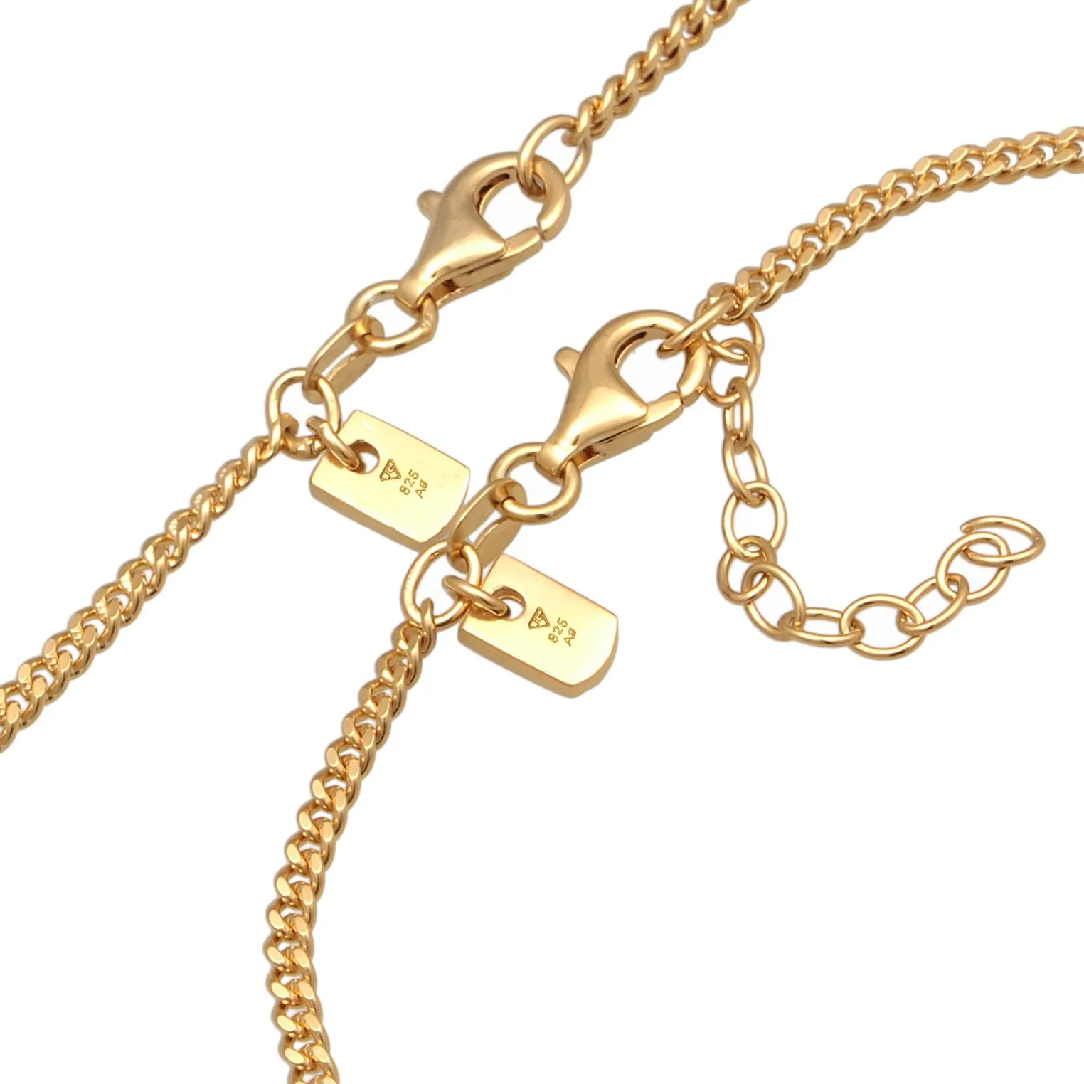Kuzzoi Collana da uomo in argento 925, con bracciale in argento sterling 925 placcato oro, set di gioielli per l'uomo (55 cm), bracciale da uomo (21 cm), Argento sterling Oro - immagine 3