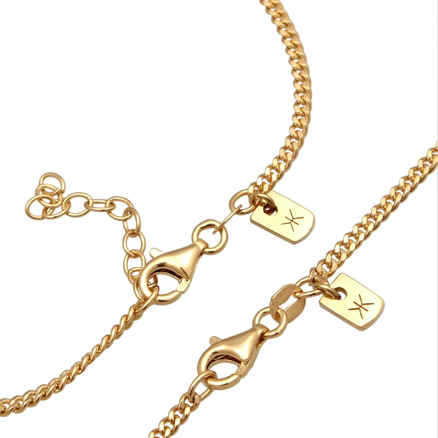 Kuzzoi Collana da uomo in argento 925, con bracciale in argento sterling 925 placcato oro, set di gioielli per l'uomo (55 cm), bracciale da uomo (21 cm), Argento sterling Oro - immagine 4