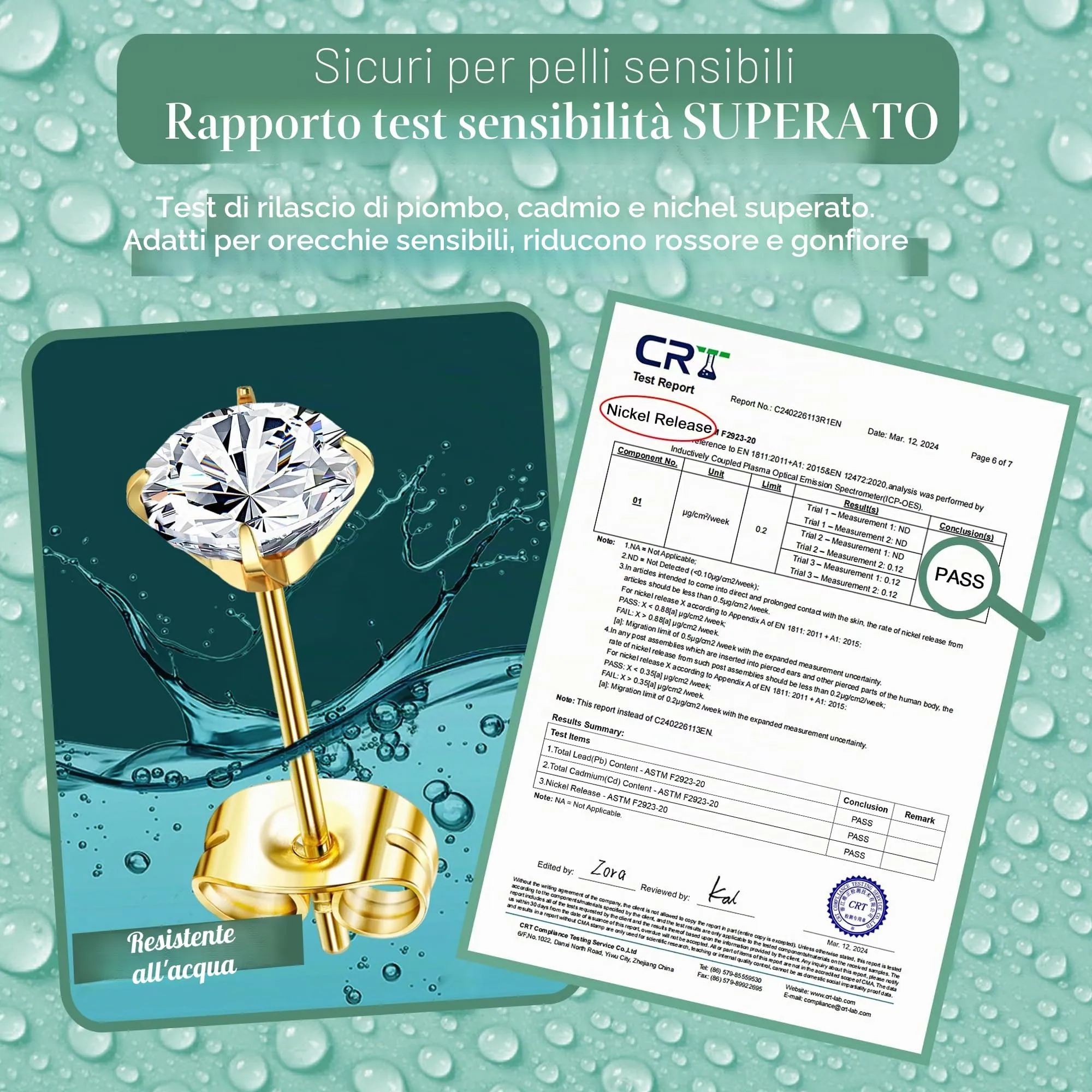 Diamday 6 Paia Orecchini per Donna Uomo acciaio inossidabile - immagine 2