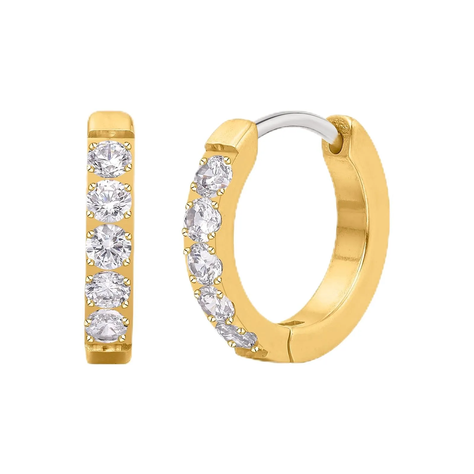 limerencia G23 Orecchini a Cerchio Anallergici per Orecchie Sensibili,Huggie Hoop Orecchini in Titanio 8 mm/10 mm/12 mm,Orecchini Argento Diamante per Donna Uomo Bambina(oro 8mm) - immagine 1